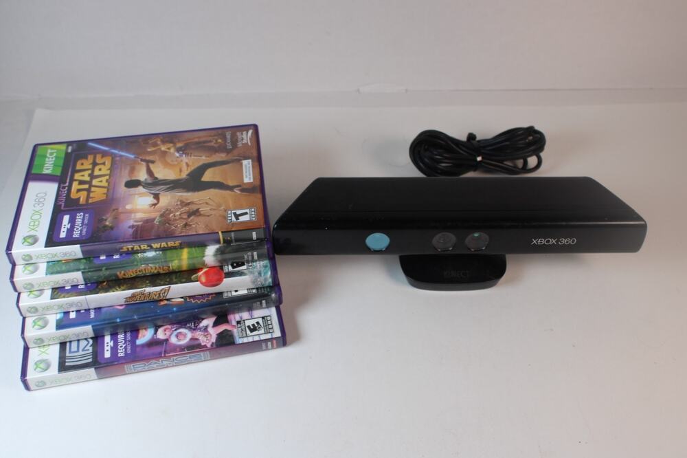 Microsoft Xbox 360 Kinect Sensor Bar w/ 5 Games, authentic, tested